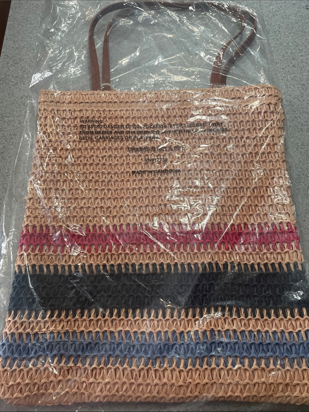 Crochet Tote Handbag - Universal Thread White/Red/Blue - Picture 2 of 3